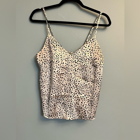 ASOS Dalmatian Print Champagne and Black Satin tank Top - Picture 4 of 4